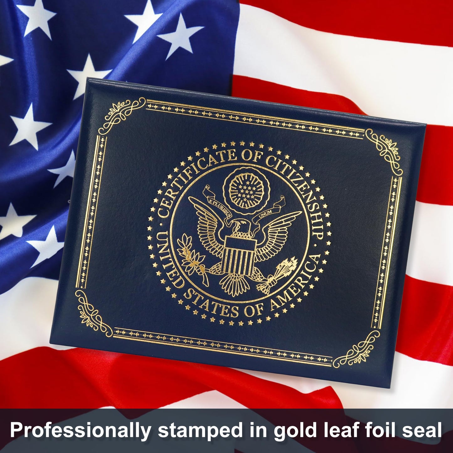 GraduatePro US Citizenship Certificate Holder | US Citizenship Gifts | Naturalization Certificate Padded Cover Printed with Golden Great Seal of The United States