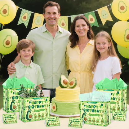 Yomaiha Avocado Birthday Gift Bag Fruit Avocado Gift Bag with Avocado Birthday Wrapping Paper and Card for Avocado Fruit Decorations Birthday Party Supplies