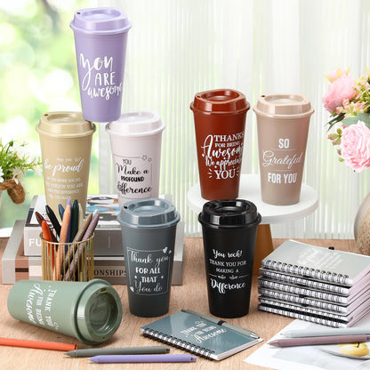 LemonRoad 36 Pcs Employee Appreciation Gifts Bulk,Administrative Professional Day Gifts Set with 16 oz Tumbler Cups,Notebooks & Pens,Thank You Teacher Nurse Staff Coworker Team Gift (Modern,Morandi)