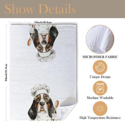 Funny Basset Hound Dog Kitchen Towels, Basset Hound Gifts for Women Dish Tea Towels for Kitchen, Dog Lovers Mom Dad Owner Gifts Decorative Hand Towels, 16x24 Inch