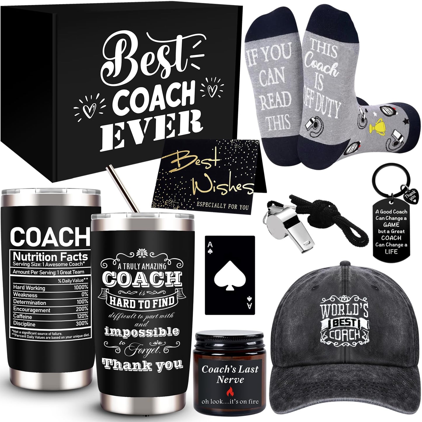 JTAMOHI Coaches Gifts, Best Coach Ever, Coach Appreciation Gift, Thank You Coach Gifts, Christmas Gift for Football, Basketball, Volleyball, Baseball, Softball, Swim Team, Hockey, Golf
