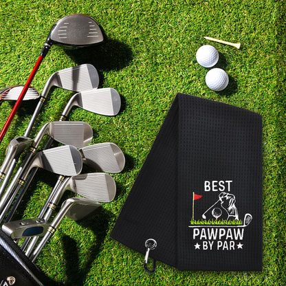 Hafhue Best Pawpaw Par Embroidered Golf Towel for Men Grandpa, Birthday or Retirement Gifts, Funny Golf Towels for Golf Bag with Clip, National Golfs Day Present for Uncle, Golfs Accessories for Bags