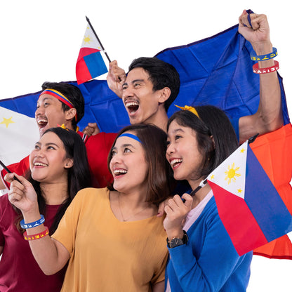 CupaPlay Philippines Filipino Rubber Bracelets 24PCS Silicone Wristbands Carnival Flags Themed Party Favors and Supplies Decorations Filipino National Day Country Independence Day Celebrations