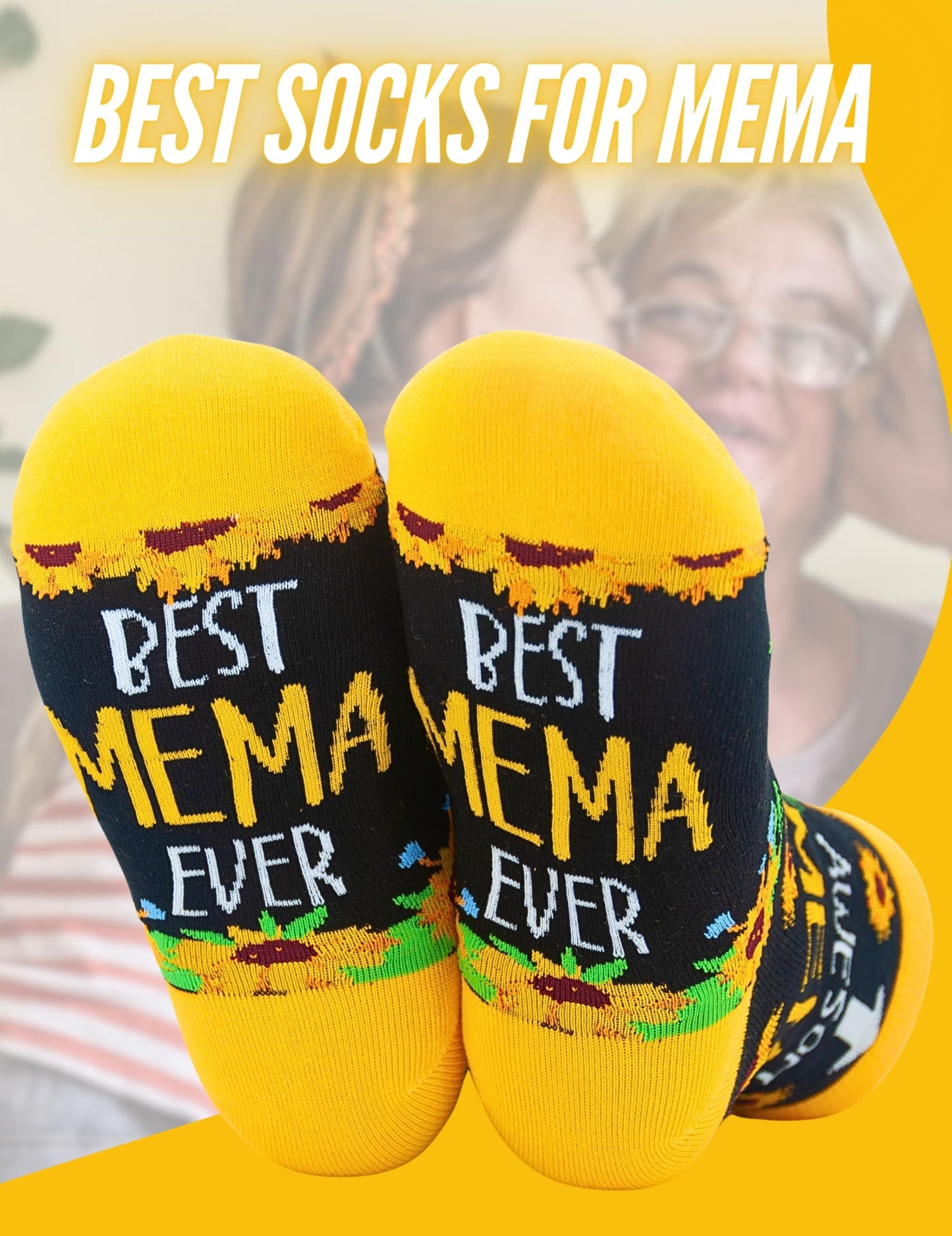 InnoBeta Mema Gifts, Mothers Day Gifts for Mema, One Size Crew Socks on Mother's Day, Christmas, Birthday