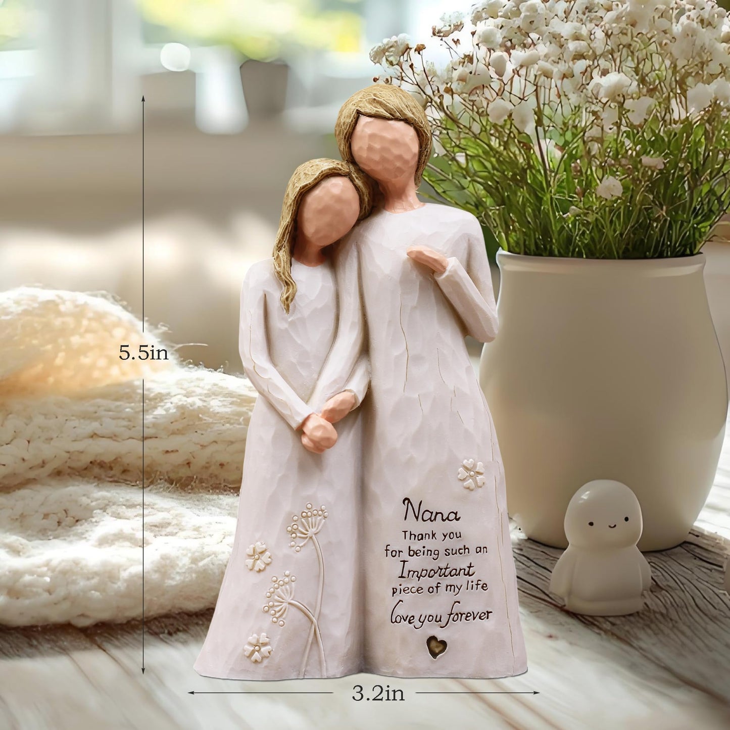 Nana Gifts, Birthday Gifts for Nana from Granddaughter, Grandma Gift for Birthday Christmas Mothers Day,Grandmother Granddaughter Embrace Hand-Painted Resin Figurine