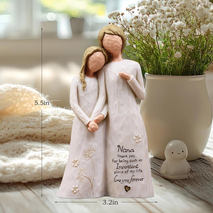 Nana Gifts, Birthday Gifts for Nana from Granddaughter, Grandma Gift for Birthday Christmas Mothers Day,Grandmother Granddaughter Embrace Hand-Painted Resin Figurine