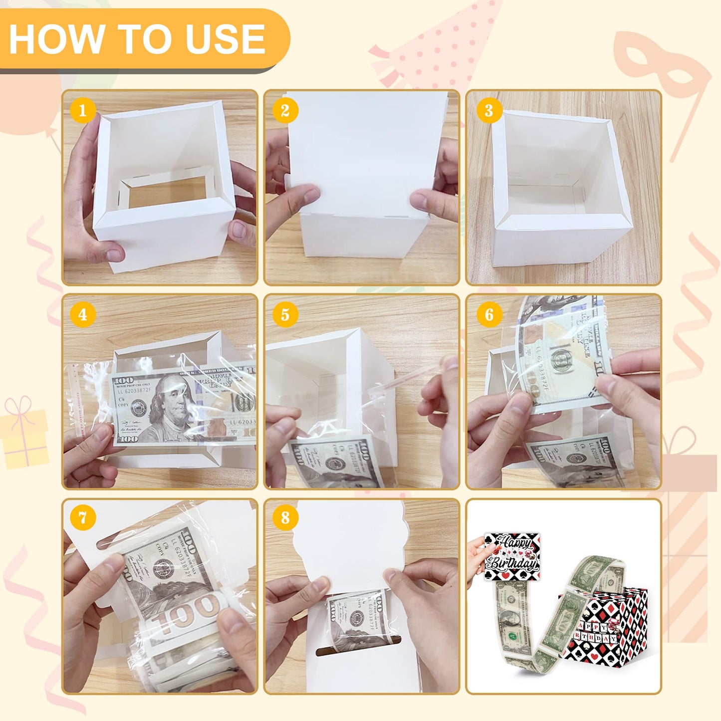 Casino Birthday Party Gifts, Poker Happy Birthday Money Gift Box, Las Vegas Money Gift Box for Cash, Casinos Party Decorations, Casino Poker Money Box, Casinos Theme Party Decorations for Man Women
