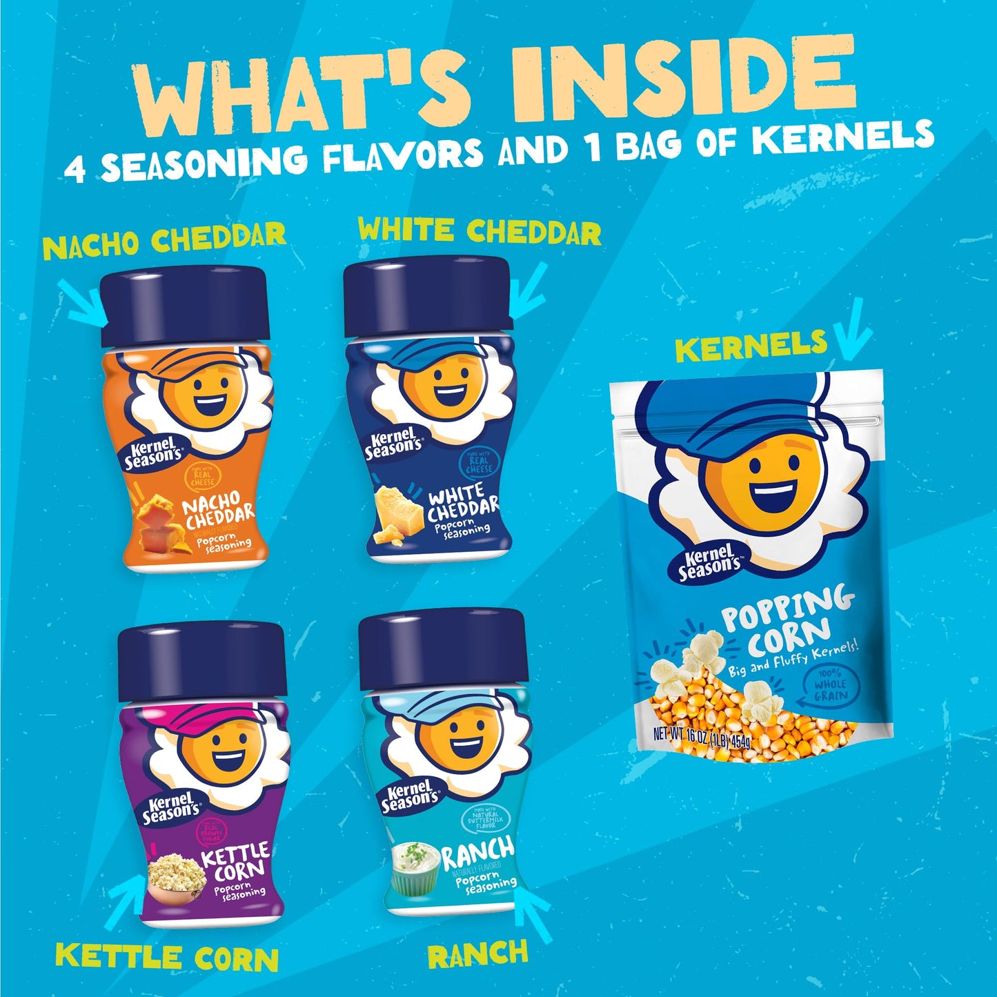 Kernel Season's Movie Night Supplies, Popcorn and Seasoning Party Pack, 4 Flavor Variety Pack