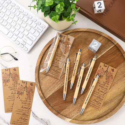 Gersoniel 20 Sets Respiratory Therapist Gifts Bulk Nurse Week Gifts Retractable Bamboo Ballpoints with Appreciation Bookmark Card Thank You Pen for Rt Nurse Nursing Doctor Graduation Staff Office