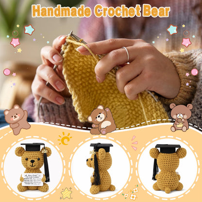 JoycuFF 5th Grade Graduation Gifts, Mini Positive Crochet Bear, 5th Grade Gifts for Students Granddaughter Daughter Best Friends, Handmade Emotional Support Animals Grad Gifts
