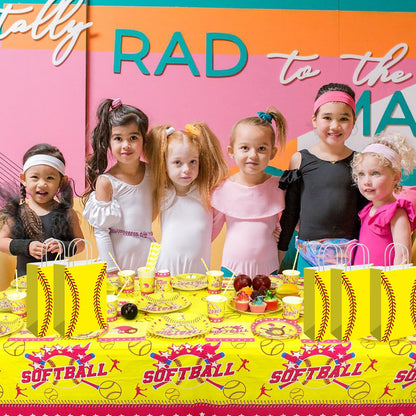 Rarapop 12 Pack Softball Gift Bags with Handle, Paper Snack Treat Goodie Bag for Softball Theme Party Favor Decorations Sports Birthday Celebration Supplies
