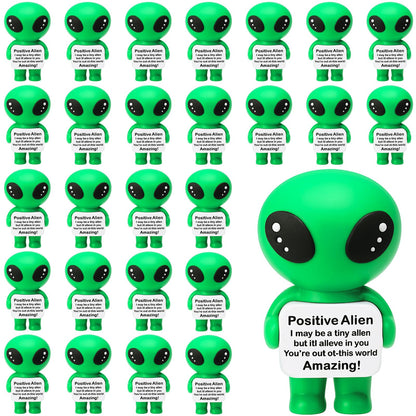 Soulchen 50 Pcs Employee Inspirational Gifts Mini Cool Alien Animal Decor Positive Rubber Alien for Daily Encouragement Self Affirmation UFO Geeky Decor