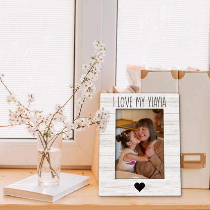 Yiayia Gifts Picture Frame 5x7, Yiayias Photo Frame, Christmas Mothers Day Birthday Gifts for Yiayias from Grandkids, I Love My Yiayia Wooden Picture Photo Frames for Desk Home Room Decor