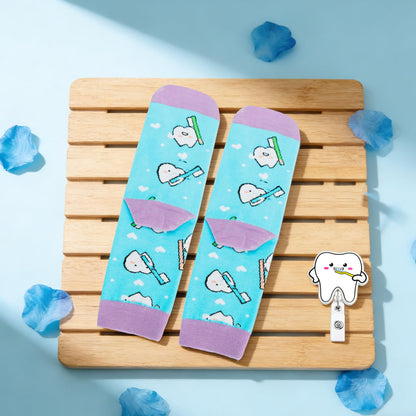 Dentist Gifts for Women Unique Dental Assistant Gifts Funny Dental Hygienist Gift Including Tumbler Mug Socks Badge Reel Holder Makeup Bag Ballpoint Pen Crochet Teeth for Birthday Christmas
