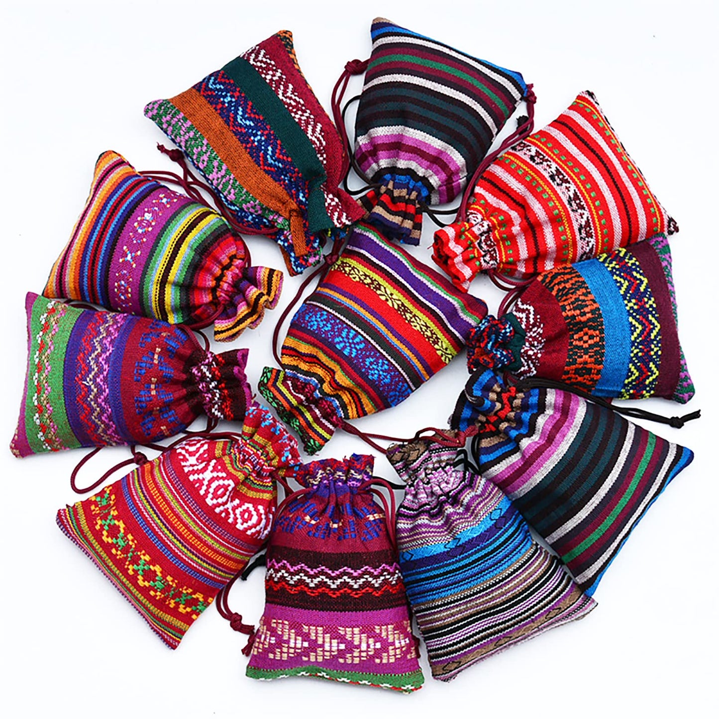 30 Pack Mexican Fiesta Mini Drawstring Gift Bag Egyptian Style Jewelry Coin Pouches Cotton Linen Muslin Burlap Bags for Candy Mexican Themed Fiesta Loteria Party Decorations