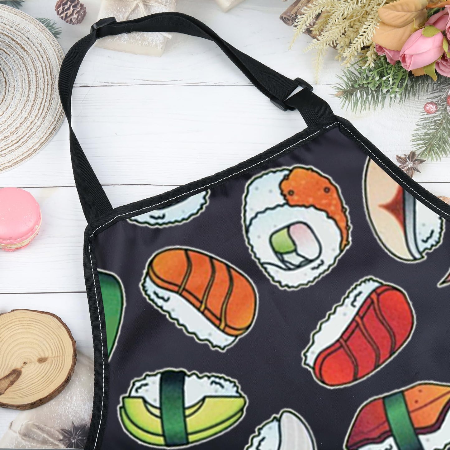 G2TUP Sushi Dishes Apron With Pockets Japanese Food Lover Kitchen Gift Sushi Lover Gift