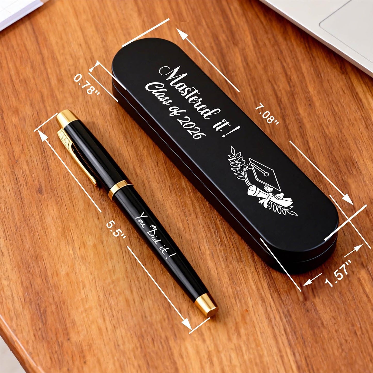 Master's Degree Graduation Gifts - Engraved Graduation Gel Pen & Case - Congrats Graduate Keepsake Pen Gift for Master Student MBA MS MA & MFA Graduates