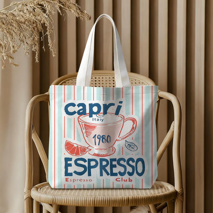 Canvas Tote Bag for Women, Fruits-CoffeeTote Bag, Italian Gifts, Reusable Shopping Grocery Bags