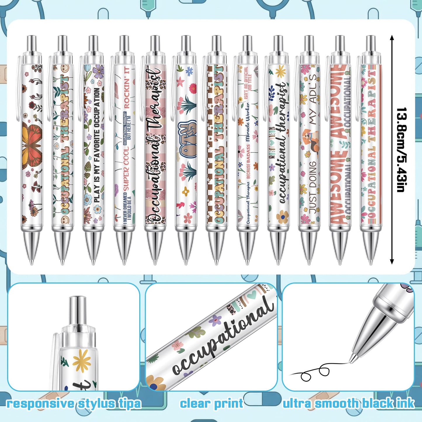 Resurhang 48 Pcs Occupational Therapy Month Appreciation Gift Occupational Therapist Pens and Notepads OT Sticky Notes Ballpoint Pens OT Appreciation Gifts for Women Men Friend Staff Coworker Teacher