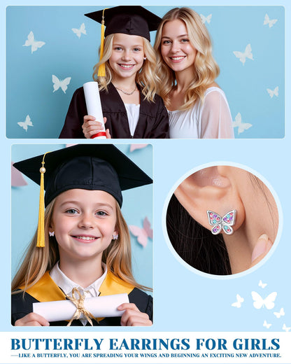 UPROMI Hypoallergenic Butterfly Earrings for Daughter/Granddaughter/Niece, Valentines Christmas Birthday Gifts for Girls