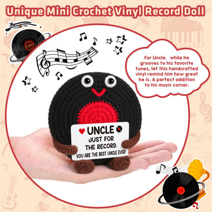Fathers Day Uncle Gifts from Niece Nephew Best Uncle Ever Gifts Birthday Father's Day Retirement Favorite Uncles Gift from Niece Nephew Handmade Crochet Vinyl Record Music Lover Uncle's Gift