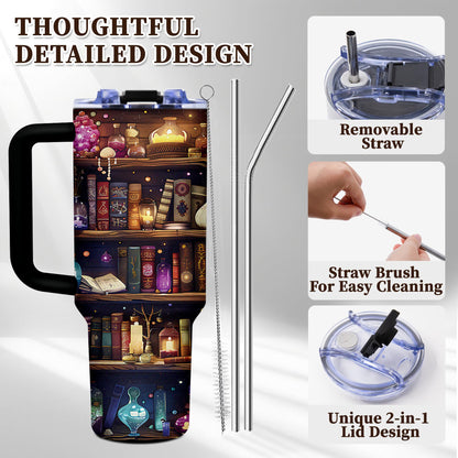 Book Lovers Gifts 40oz Tumbler with Handle and Straw, Book Tumbler for Friend, Bookish Gifts for Women Readers Librarian, Book Accessories Stainless Steel Travel Mug 1 Pcs
