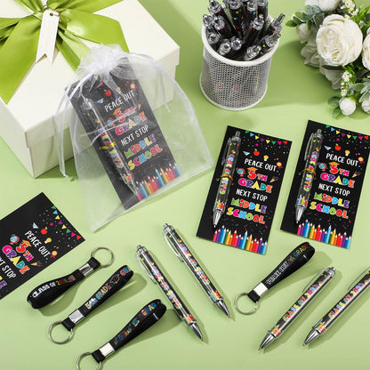 Sayglossy 24 Set 5th Grade Graduation Party Decorations Bulk Class of 2026 Ballpoint Pens Silicone Keychain with Inspirational Greeting Cards Fifth Grade Graduation Party Supplies for Students Gifts