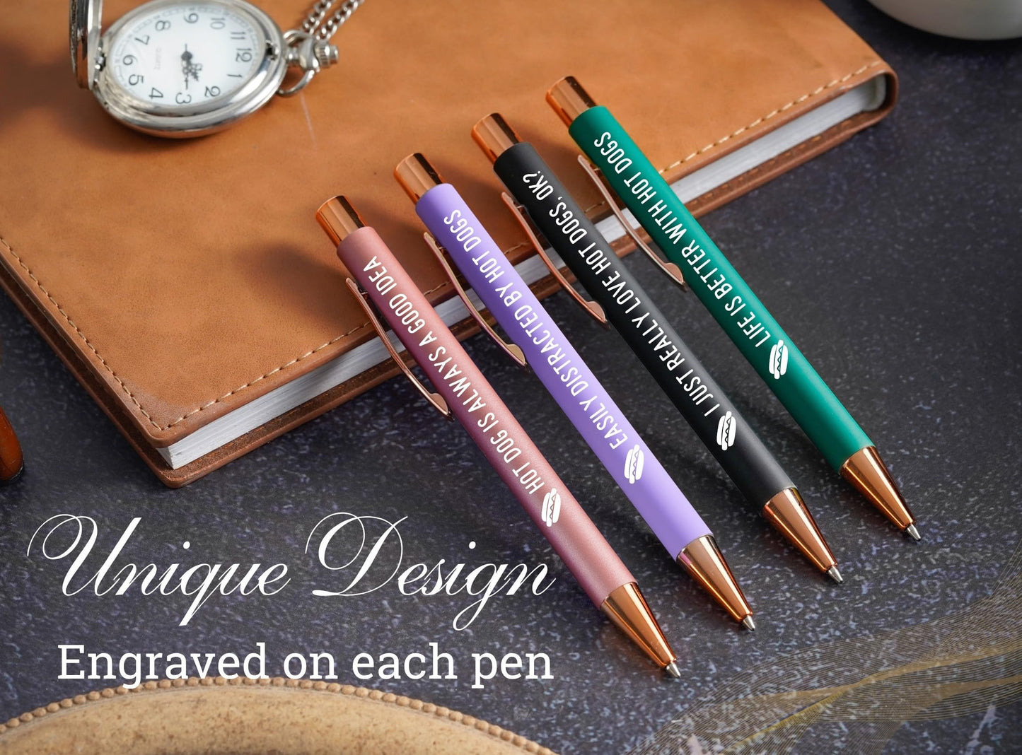 InnoBeta Hot Dog Gifts, A Gift Idea for Hotdog Lovers on Christmas, Birthday, Ballpoint Pen Set of 4