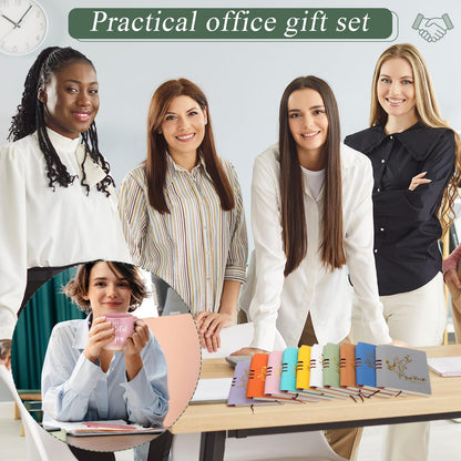 Didaey 10 Sets Employee Appreciation Gifts Set 13oz Inspirational Pastel Ceramic Coffee Mugs A6 Leather Notebooks Ballpoint Pens Bulk Thank You Gifts for Coworker Employees Staff Team Members