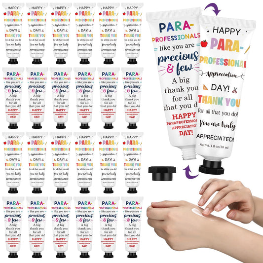 Loopeer 24 Pcs Teacher Appreciation Paraprofessional Day Gifts Bulk Double-sided Hand Cream Travel Size Paraprofessional Gift for Coworker Administrative Assistant Volunteer
