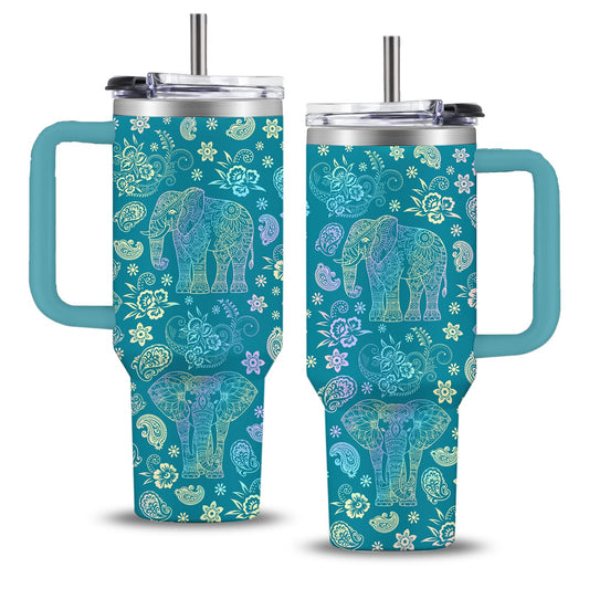 Elephant Tumbler 40oz, Travel Insulated Stainless Steel Tumbler Keeps Drinks Cold & Hot, Double Wall Vacuum, Elephants Gifts for Women Girls Coffee Travel Mug Cup Gift for Birthday Christmas