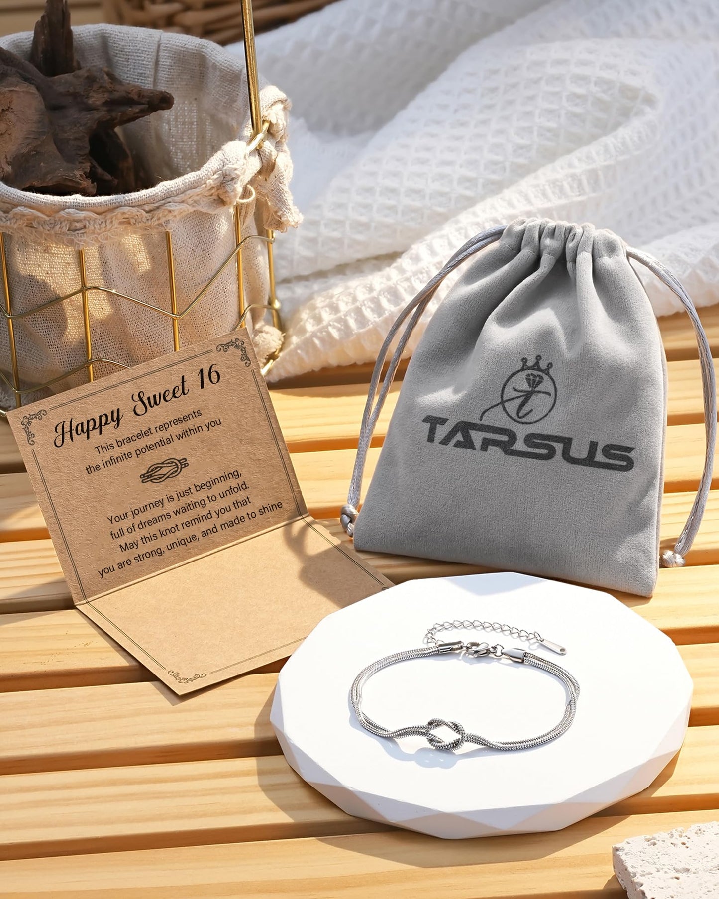 Tarsus Love Knot Bracelet Birthday Jewelry, 16th/18th/21st/30th/40th/50th Birthday Gifts for Women Her Girls Female