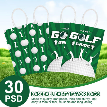 Leinuosen 30 Pcs Golf Gift Goodie Bags Cute Golf Treat Bags for Snacks and Candy Bag with Handle for Theme Adults Birthday Party Shower Favors, 8.3 x 5.9 x 3.1 Inch
