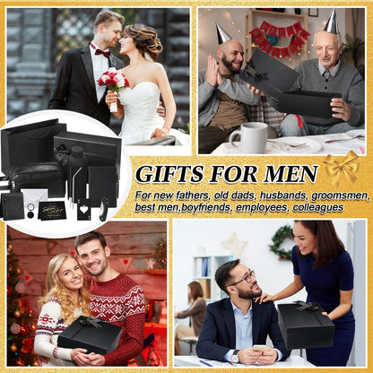 Mimorou 13 Pcs Gift Sets for Men, Thank You Gift Baskets 16.9 oz Sports Water Bottle & Leather Toiletry Bag with Wallet Knife, Birthday Fathers Day Care Package for Dad, Husband