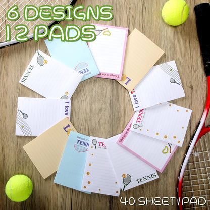 Ctosree 12 Pcs Tennis Gifts for Men Women Funny Sticky Notes Memo Pads for Daily Use Tennis Party Favors Decorations Supplies