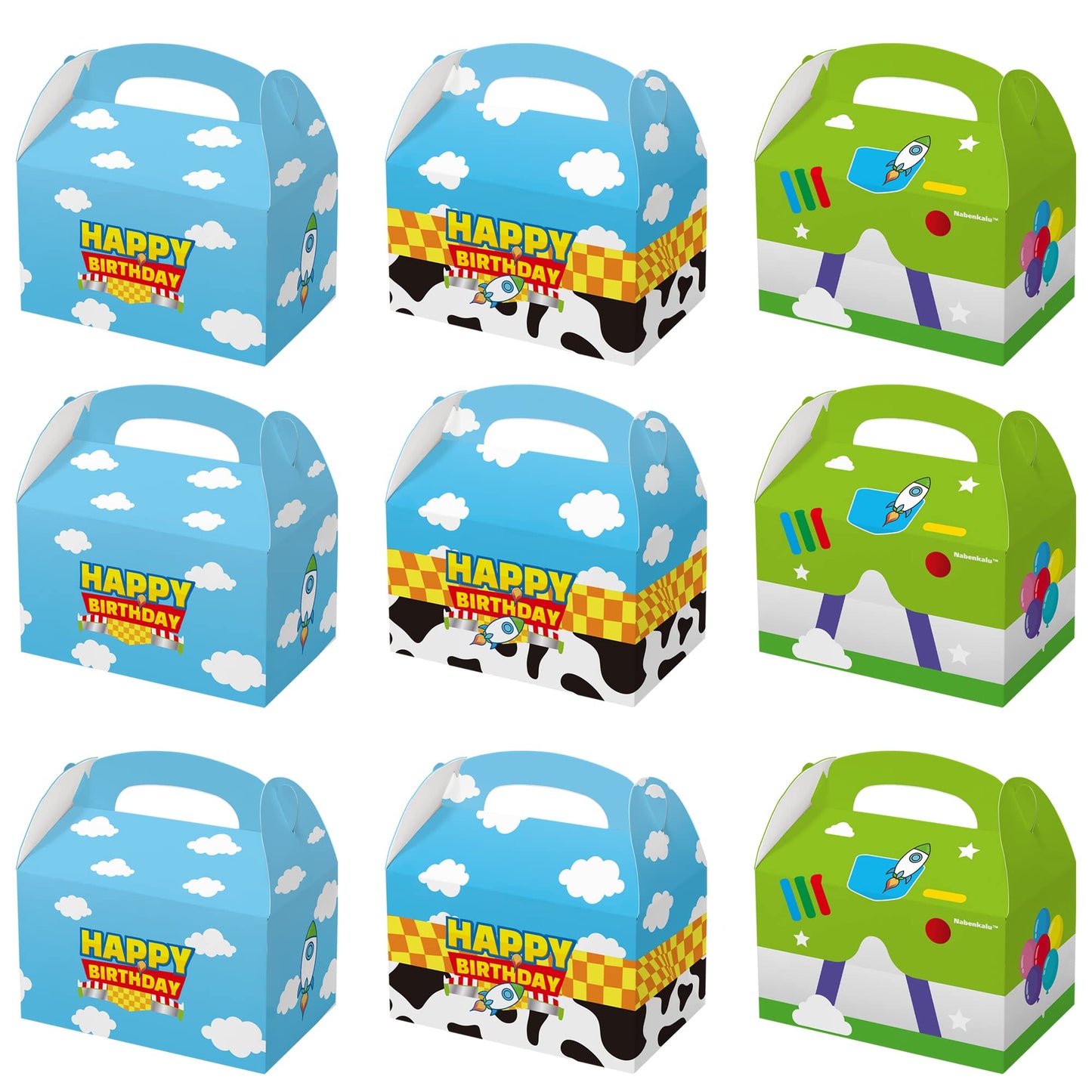 Nabenkalu Cartoon Story Party Boxes 15pcs Toy Inspired gift Goodie bags for Toy Theme Birthday Decoration Kids Boys Girls Party Supplies