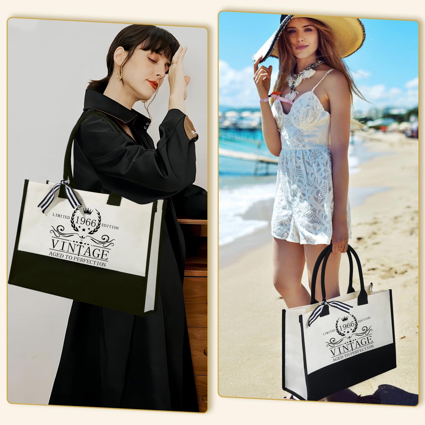 DOGMEM 40th 50th 60th Birthday Gifts for Women Tote Bag Birthday Gifts Set for Mom Wife Sister Grandma Birthday Gifts for Her