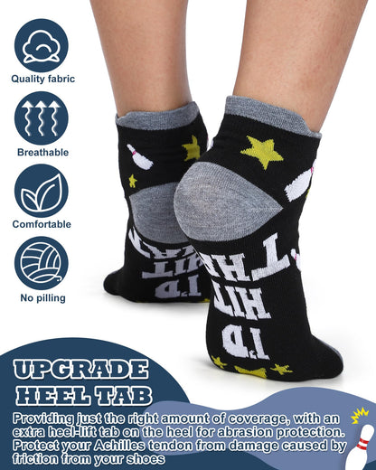 Haysandy 10 Pairs Funny Bowling Socks Novelty Bowling Theme Ankle Socks Bulk Fun Low Cut Sport Gift for Bowler Lover Coworker