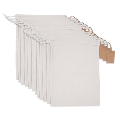 Marubhumi Cotton Storage Bags with Drawstrings Large 10x12 Inch - 12 Pcs Reusable Muslin Bulk Flour Sack Bag,Cotton Fabric Bread Bags Bulk Food Produce Natural Storage Bag
