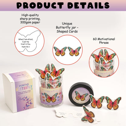 Positive Butterfly Jar - Christian Graduation Gifts for Hers, Butterfly Gifts For Women, Daily Affirmations Card, Birthday Gift for Women