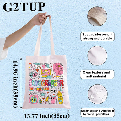 G2TUP Sonographer Canvas Tote Bag Sonography Tech Gift Ultrasound Technologist Shoulder Bag Sonographer Merch