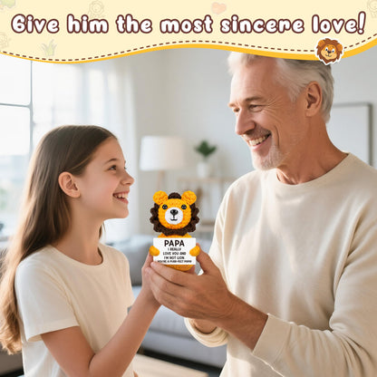 Grandpa Fathers Day Papa Gifts from Grandkids, Father's Day Grandpa Papa Birthday Gifts from Granddaughter Grandson, Best Grandfather Ever Gift, Grandparents Day Gift, Funny Handmade Crochet Lion
