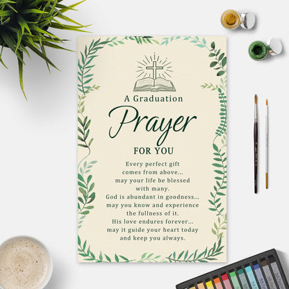 Christian Graduation Card with Prayer, Faith-Based Congratulations Greeting, Religious Graduation Card Gift for Him or Her, Inspirational Bible Blessing Cards