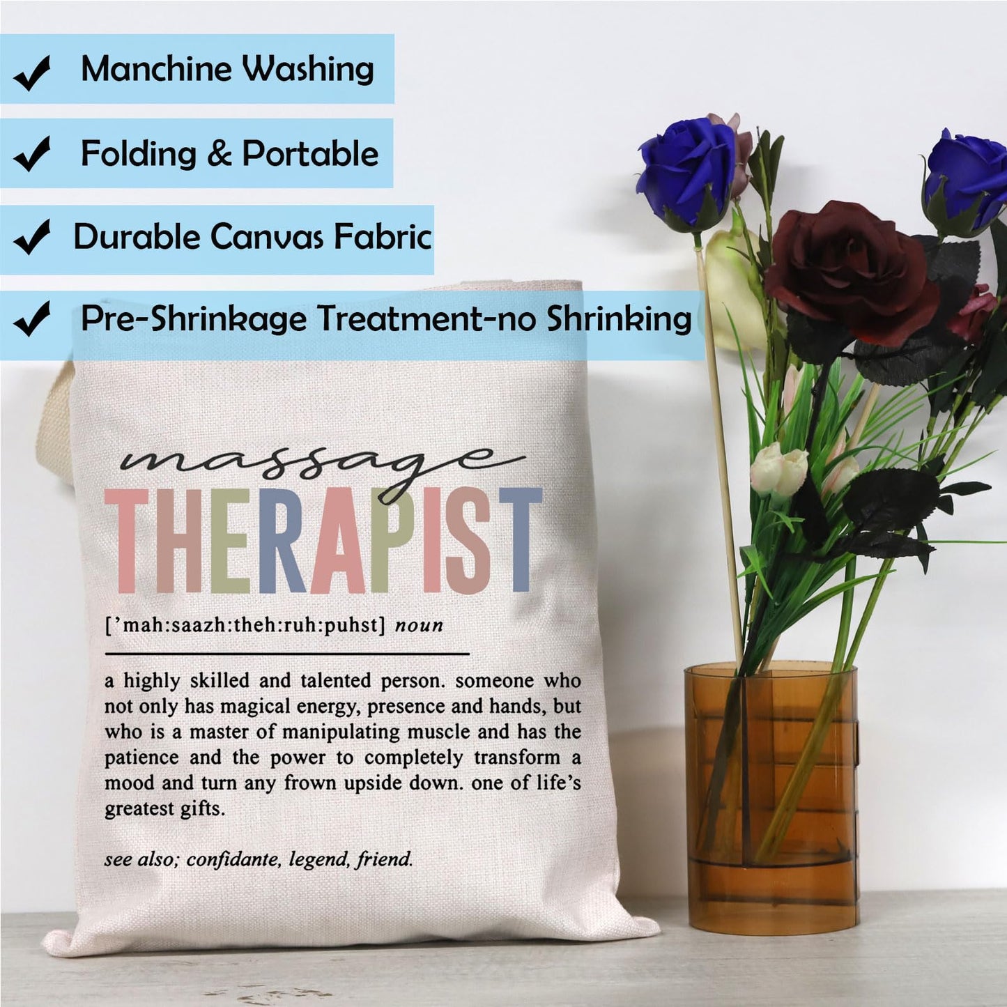 GJTIM Massage Therapist Appreciation Gift Massage Therapist Definition Gift Tote Bag For Masseuse Massotherapist
