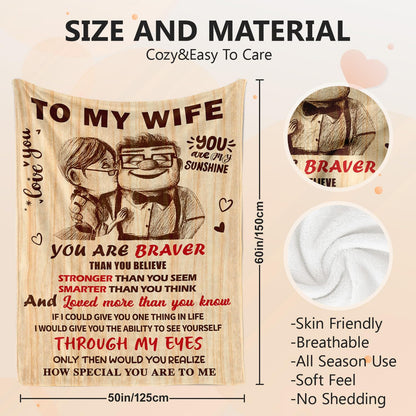 Birthday Gifts for Wife from Husband - Romantic Anniversary Birthday Gifts for Women - Wife Birthday Gift Ideas - Christmas Valentines Mothers Day I Love You Gift for Her - To My Wife Blanket 50"x60"