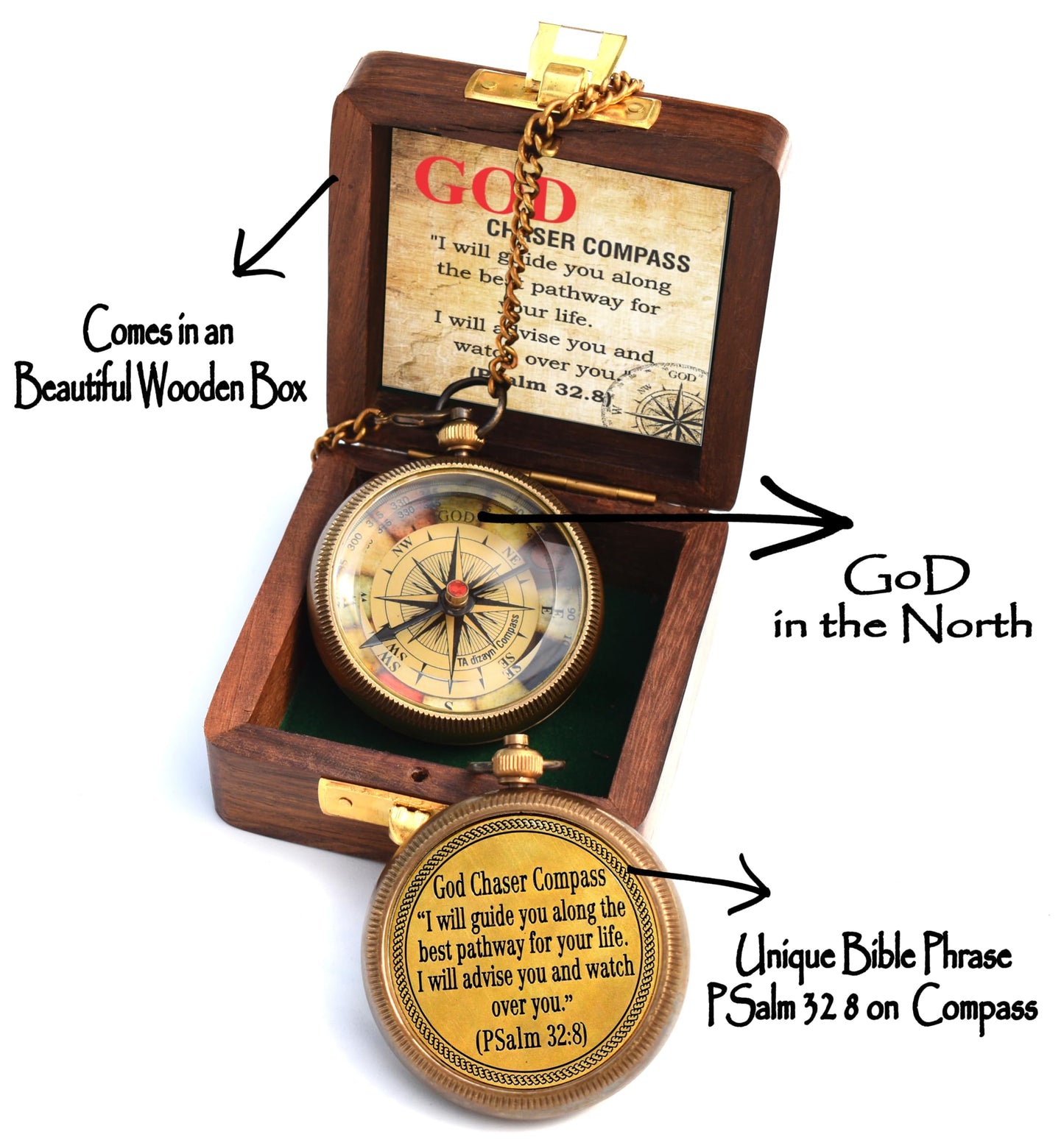 Be Strong and Courageous, Joshua 1:9, Solid Brass Directional Engraved Compass, Baptism Gifts for Boys Girls, First Communion, Christian Gifts for Men, First Confirmation Gifts for Boys