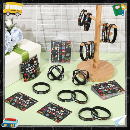Cinnvoice 5th Grade Gifts for 2026 Graduation Include Grade Graduation Silicone Wristbands and Greeting Card with Organza Bags for 5th(24 Sets)