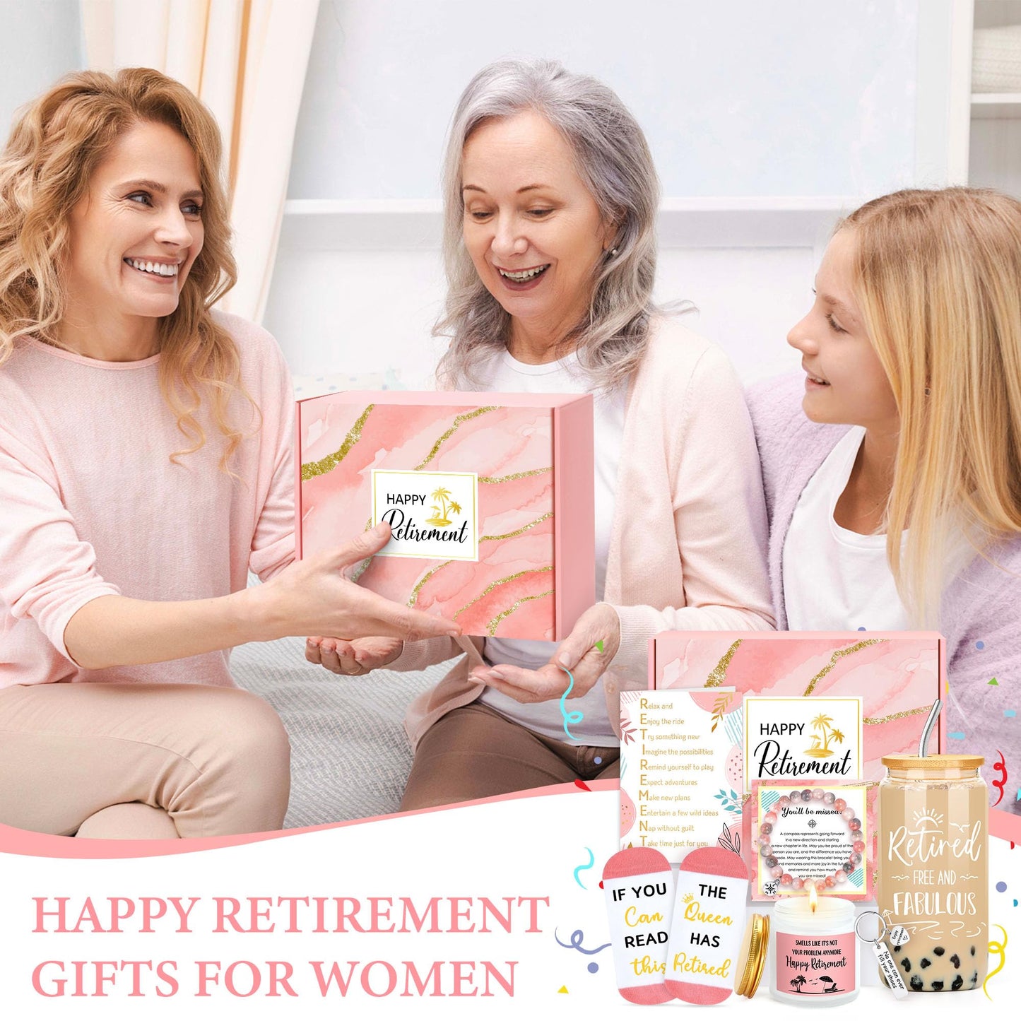Retirement Gift for Woman 2026 Retired Gifts for Women Happy Cool Retirement Gift Basket for Women Coworker Teacher Nurse Boss Friend Mom Grandma Retirees, 20Oz Tumbler Card The Queen Has Retired Sock