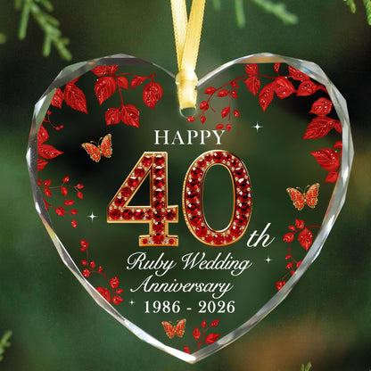 40th Anniversary Ornament 1986-2026, Ruby Wedding Gift Keepsake, 40th Wedding Anniversary Decorations, Meaningful 40 Year Anniversary Marriage Gift for Couples Parents, Wife, Husband