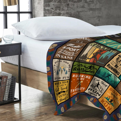 Running Gifts for Women/Men Blanket 50"X60", Cool Sports Theme Birthday Gifts for Runners, Cross Country/Marathon Presents, Track and Field Running Accessories for Her/Him Present Throw
